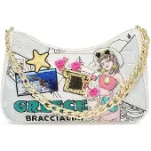 Braccialini Damen-Schultertasche Weiß mit Reißverschluss und Kettenhenkeln Bianco UNICA 32.5x21x10 cm B17085-UNICO