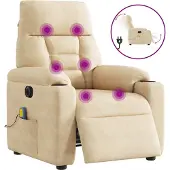 Syfax Massagesessel Elektrisch Creme Mikrofasergewebe