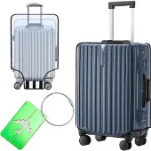 Benza Ibenzoa Kofferhülle – transparente blaue PVC-Reisehülle, wasserabweisend, kratzfest & wiederverwendbar, inkl. Bagagelabel