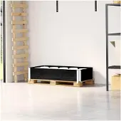Markenlos Palettenaufsatzrahmen Schwarz 100x50 cm aus Kiefernholz