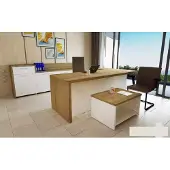 AEA Büro Modernes Set Eckschreibtisch brauner Couchtisch Aktenschrank 3tlg.
