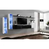 AEA Wohnzimmer Schwarz Set Wandschrank Vitrine Luxus Wohnwände TV-Ständer Design