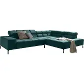 KAWOLA Sofa NELSON Ecksofa Velvet smaragd Recamiere rechts
