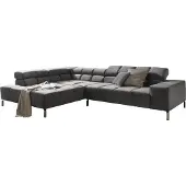 KAWOLA Sofa NELSON Ecksofa Velvet grau Recamiere links