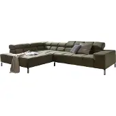 KAWOLA Sofa NELSON Ecksofa Velvet olivgrün Recamiere links