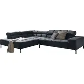 KAWOLA Sofa NELSON Ecksofa Velvet schwarz Recamiere links