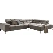 KAWOLA Sofa NELSON Ecksofa Velvet silber Recamiere rechts