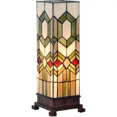 Clayre & Eef Tiffany Tischlampe 12x35 cm Grün Braun Glas