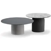AEA Designer Grauer Couchtisch Set Luxus 2x Tische Runde Beistelltische