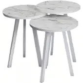 AEA Elegantes weißes Holz Couchtisch-Set modern und stilvoll