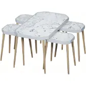 AEA Eleganter weißer Holz Couchtisch mit Beistelltischen im modernen Stil