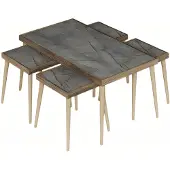 AEA Eleganter grauer Holztisch-Set mit Couchtisch und Beistelltischen