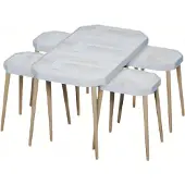 AEA Eleganter weißer Holz Couchtisch mit Beistelltischen im modernen Stil