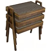 AEA Elegantes braunes Holz Couchtisch-Set im modernen Design