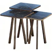 AEA Elegantes schwarzes Couchtisch-Set aus Holz im modernen Stil