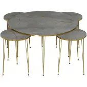 AEA Moderner grauer Holz-Couchtisch mit Beistelltischen Set