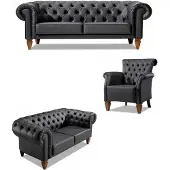 Xl Moebel Gmbh Chesterfield Schwarze Sofagarnitur 2x Dreisitzer Leder Sessel