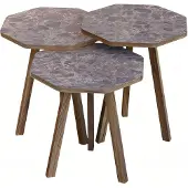 AEA Elegantes braunes Holz Couchtisch-Set im modernen Design