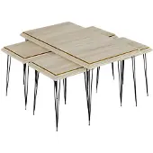 AEA Eleganter Beigefarbener Couchtisch mit Beistelltischen aus MDF