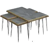 AEA Grau MDF Edelstahl Couchtisch mit Beistelltischen modern und elegant