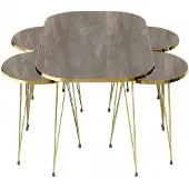 AEA Eleganter grauer Holz-Couchtisch mit Beistelltischen im modernen Stil