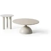 AEA Set aus zwei Couchtischen mit runden Tischplatten und Sockeln