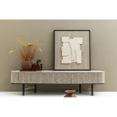 AEA Eleganter Beiger Holz TV-Ständer mit Kunstbild im modernen Stil