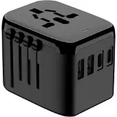 Resteq Universeller USB-A x2/USB-C x2 Reiseadapter zum Laden schwarz