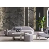AEA Exklusive Graue Polstergarnitur Designer 3-Sitzer Couch Textilsessel