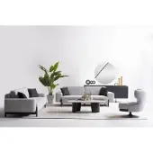AEA Grau Holz- und Metallsofa-Set mit Couchtisch für modernes Wohnzimmer