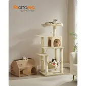 Feandrea Kratzbaum, 143 cm, Katzenbaum mit Hängematte, beige PCT161M01
