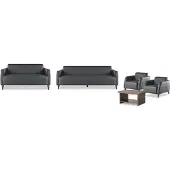 AEA Ledersofas Schwarz 3-Sitzer 2-Sitzer Sessel Braun Couchtisch Couch Weich