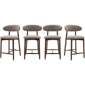 COLAMY 4er-Set Barhocker, moderne Thekenstühle mit komfortabler Stoff-Sitzfläche und Holzgestell, Braun