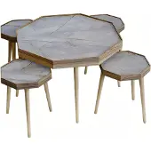 AEA Eleganter grauer Holztisch-Set mit Couchtisch und Beistelltischen