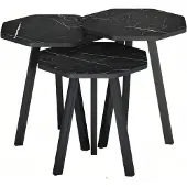 AEA Elegantes schwarzes Holz Couchtisch-Set modern und robust
