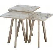 AEA Elegantes Beiges Holz Couchtisch-Set modern stilvoll