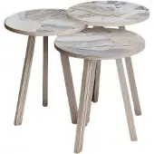 AEA Elegantes Beiges Holz Couchtisch-Set im modernen Stil