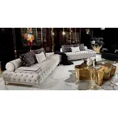 AEA 2tlg Esksofa Couchtisch Wohnzimmer Stoff Holz Modern Gold Luxus Hochwertige
