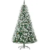 HOMCOM Künstlicher Weihnachtsbaum, 180 cm Christbaum mit Kunstschnee, Indoor