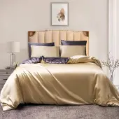 Sonstiges Bettwäsche Set 200x200cm Satin Beige Grau 3-teilig Mikrofaser mit Reißverschluss