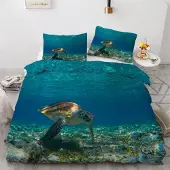 Sonstiges Bettwäsche-Set Meeresschildkröte 135x200 cm 2-teilig Mikrofaser 3D Motiv mit Reißverschluss