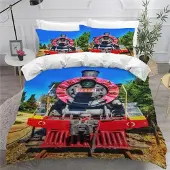 Sonstiges Bettwäsche-Set Zug Eisenbahn 155x220 cm 3-teilig Mikrofaser mit Reißverschluss