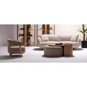 AEA Moderne Beige Wohnzimmer Sitzgarnitur Polster 3-Sitzer Textilsessel