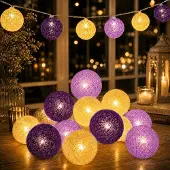 Dripio LED-Lichterkette mit Baumwollkugeln, 300 cm, 20 LEDs, 2 Modi