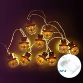 Dripio LED-Lichterkette 3 m, Schneemann aus Holz, warmweiß, batteriebetrieben