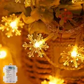 OEM Schneeflocken-Lichterkette, 40 LEDs, batteriebetrieben, 6 m, warmweiß