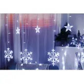 Dripio LED-Gardine mit Sternen und Schneeflocken, 3,5 m, 8 Funktionen