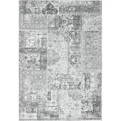 Kayoom Teppich "Visionary 130", grau, B:230cm H:8mm L:330cm, Polyester, Teppiche, Teppich, Kurzflor, Vintage, Patchwork Muster, Modernes Muster