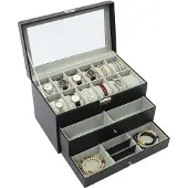 OEM Aufbewahrungsbox, 3-stufiger Organizer, mit Samt ausgekleidete Vitrine, schwarz