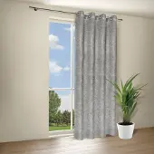 Gerster Vorhang "Leana" Gr. 1, grau, B:140cm H:245cm, Wirkware, Polyester, Gardinen, Vorhang, Blickdichter Ösenschal "Leana"